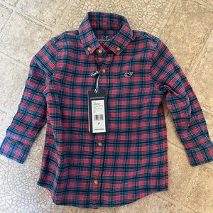 Vineyard Vines Red and Green Plaid Button-Down Shirt